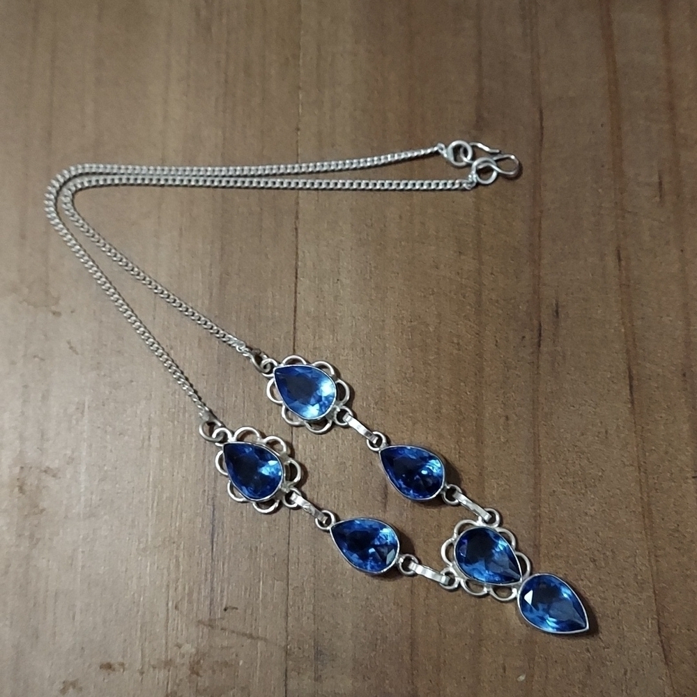 BLUE Topaz Sterling Silver Necklace